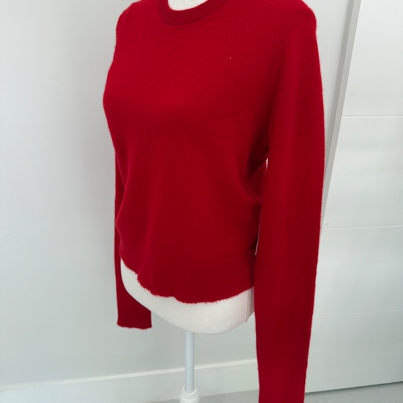 Re/Done Red Cashmere Crewneck Long Sleeve Top In Fire Casual Workwear - Picture 4 of 10